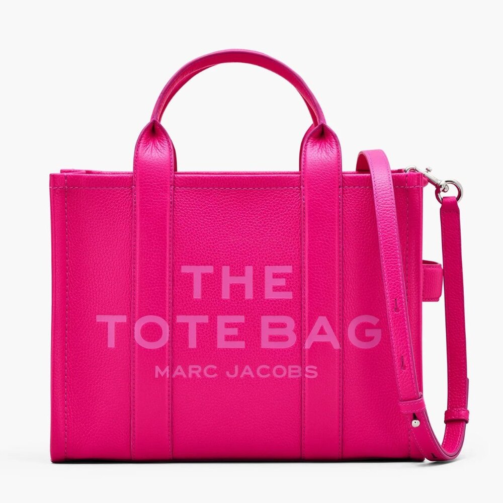 MARC JACOBS The Leather Medium Tote Bag – Hot Pink